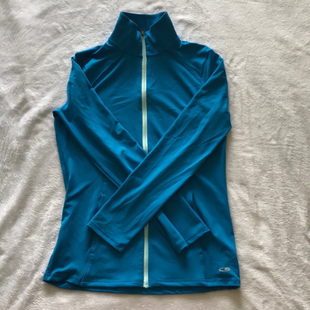 blue workout jacket